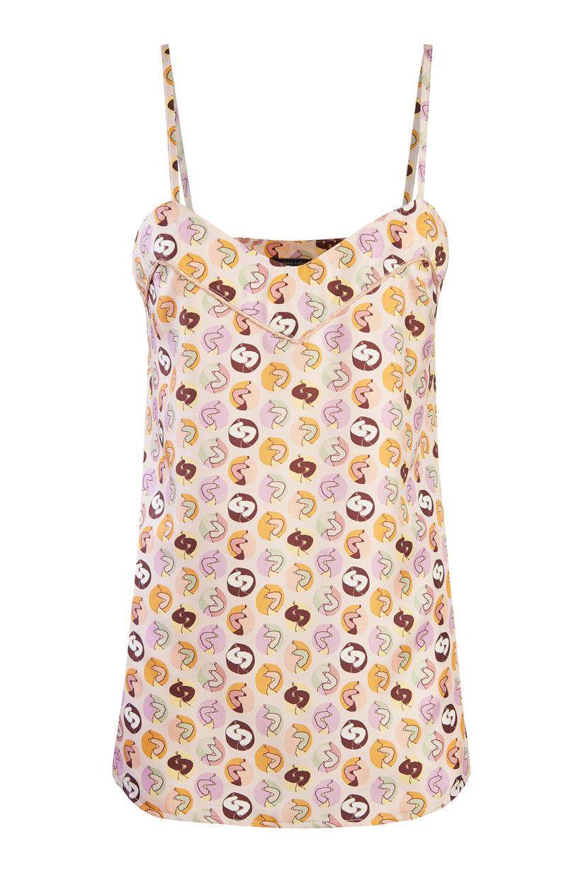Sans Tabù Top spallino sottile pura seta “Il bacio” - Nude Fino al 55% di sconto