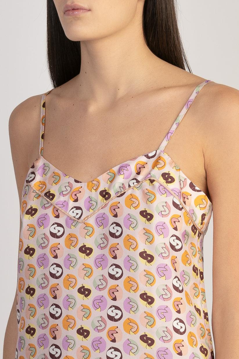 Sans Tabù Top spallino sottile pura seta “Il bacio” - Nude Fino al 55% di sconto