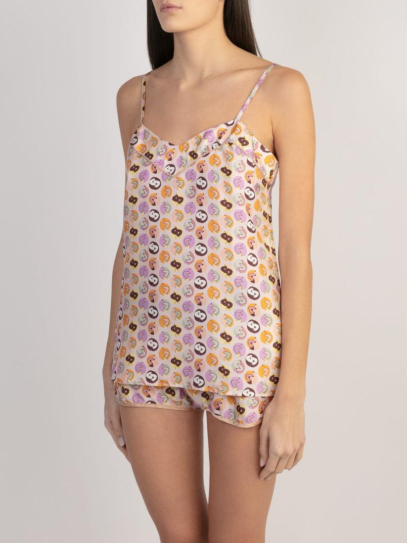 Sans Tabù Top spallino sottile pura seta “Il bacio” - Nude Fino al 55% di sconto