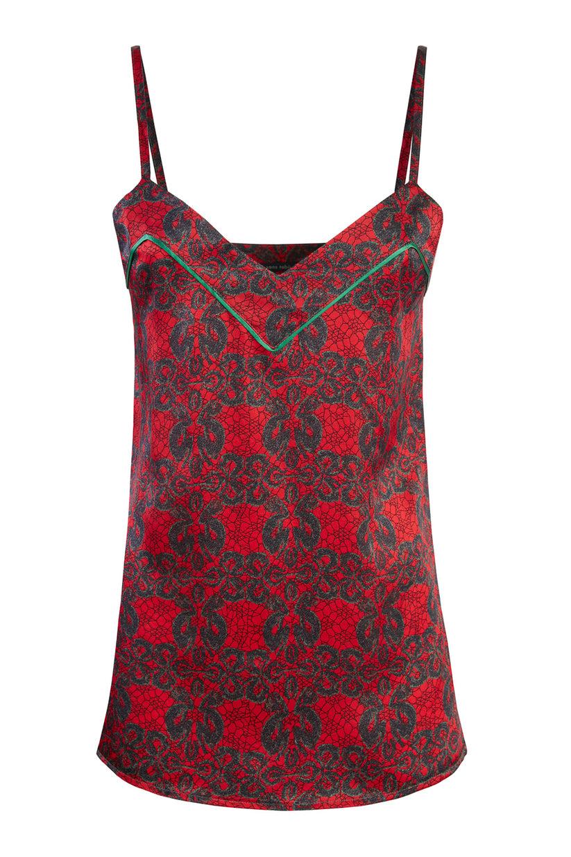 Sans Tabù Top spallino sottile pura seta “Enlace” - Lipstick Nuovo