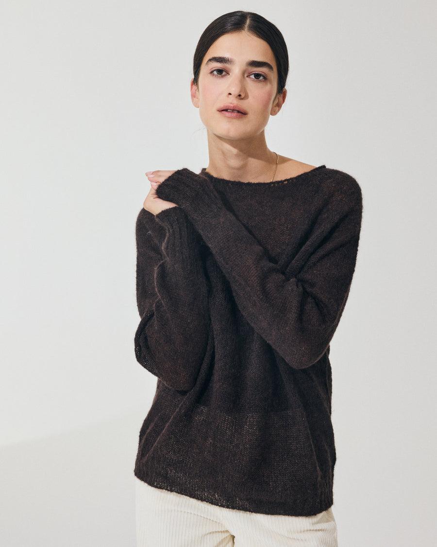 Scaglione BOAT NECK BOXY RAGLAN SEAMLESS EBANO Soddisfazione Garantita