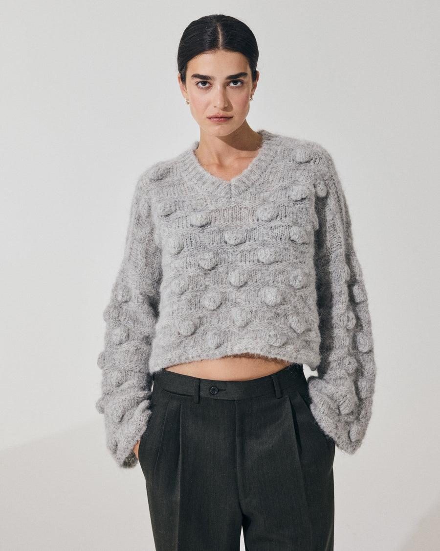 Scaglione V NECK OVER HAZELNUT STITCH GREY Promozione Limitata