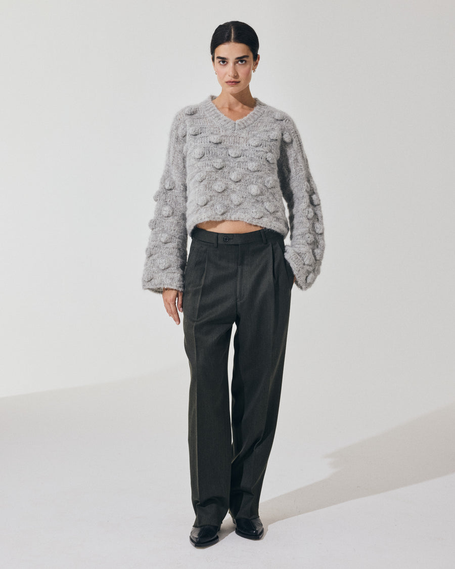 Scaglione V NECK OVER HAZELNUT STITCH GREY Promozione Limitata