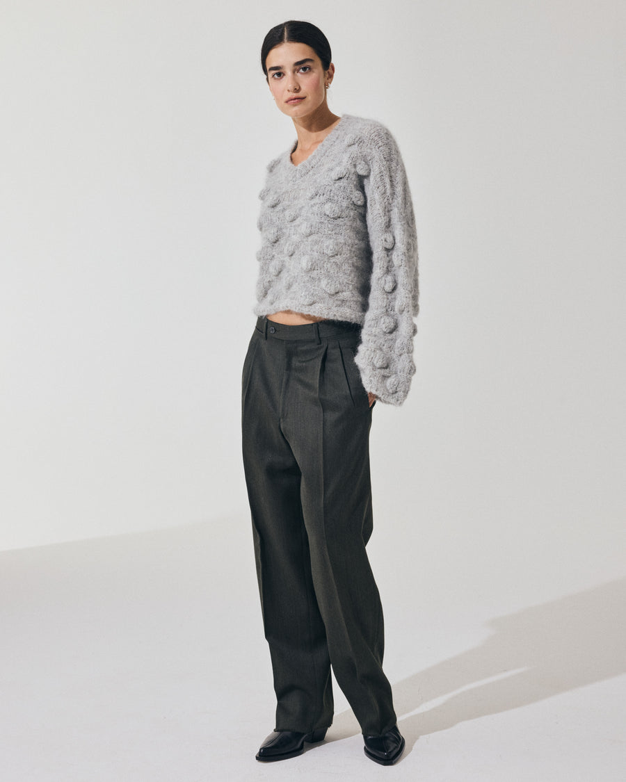 Scaglione V NECK OVER HAZELNUT STITCH GREY Promozione Limitata
