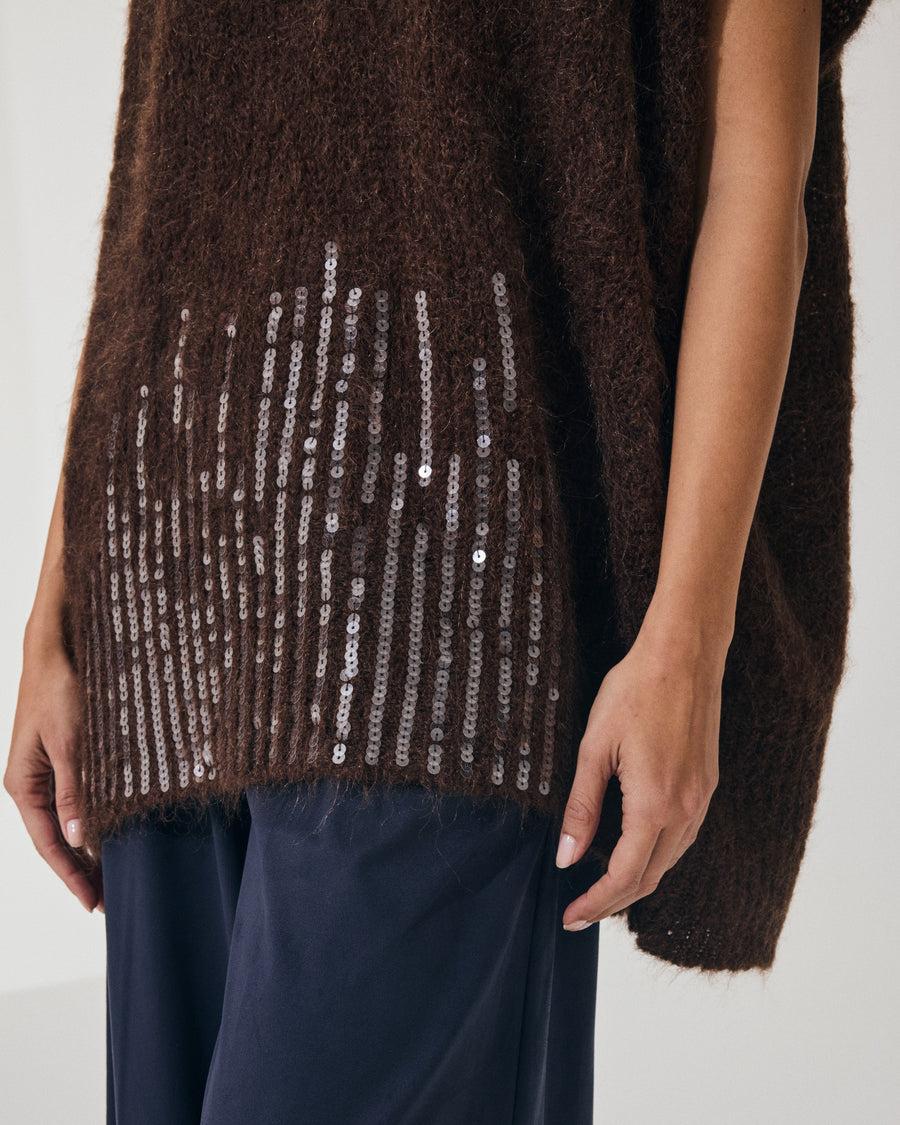 Scaglione PONCHO V PAILLETTES EBANO Affare Del Giorno