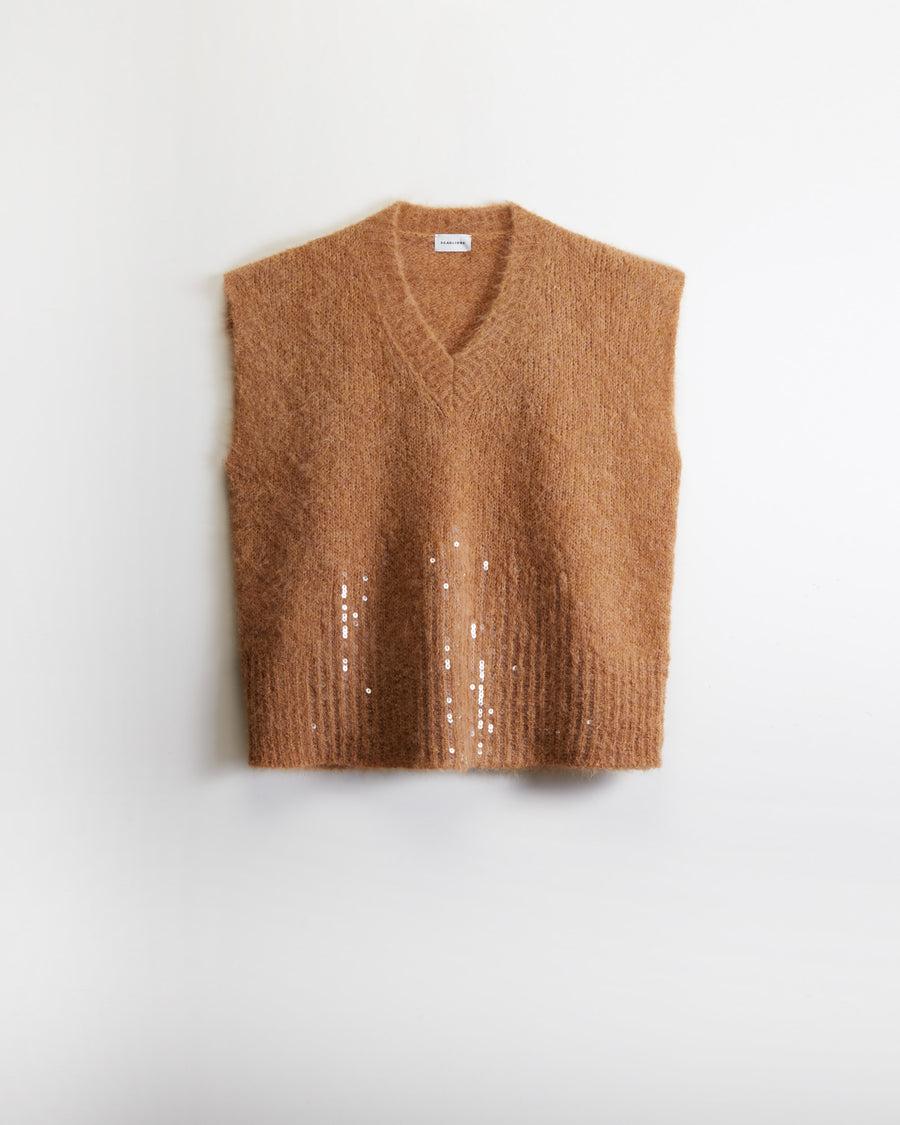 Scaglione PONCHO V PAILLETTES CARAMEL Prezzo Ridotto