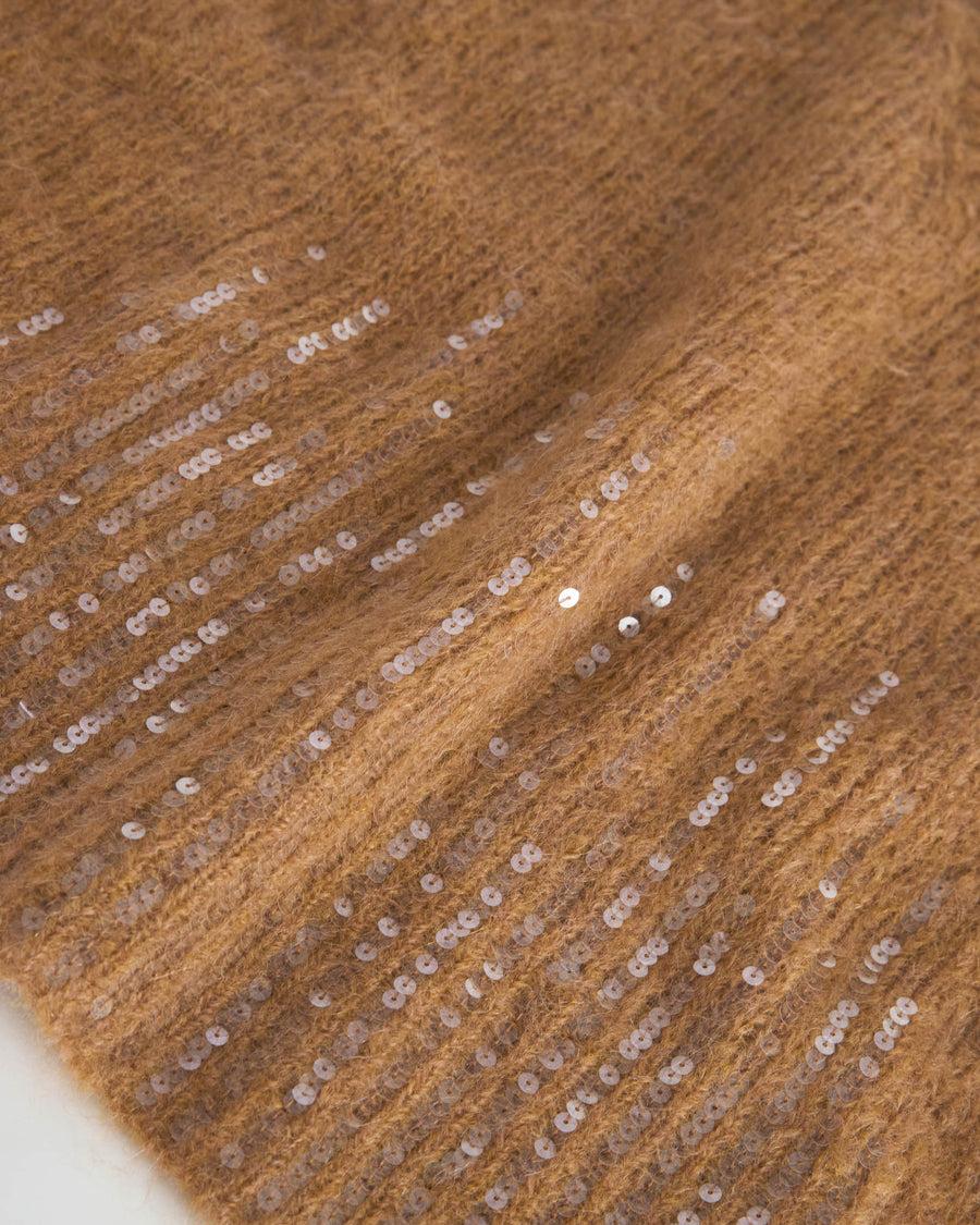 Scaglione PONCHO V PAILLETTES CARAMEL Prezzo Ridotto