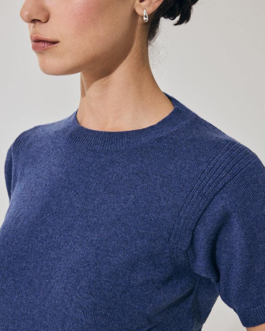 Scaglione T-SHIRT RIBBED SIDES DENIM Novità