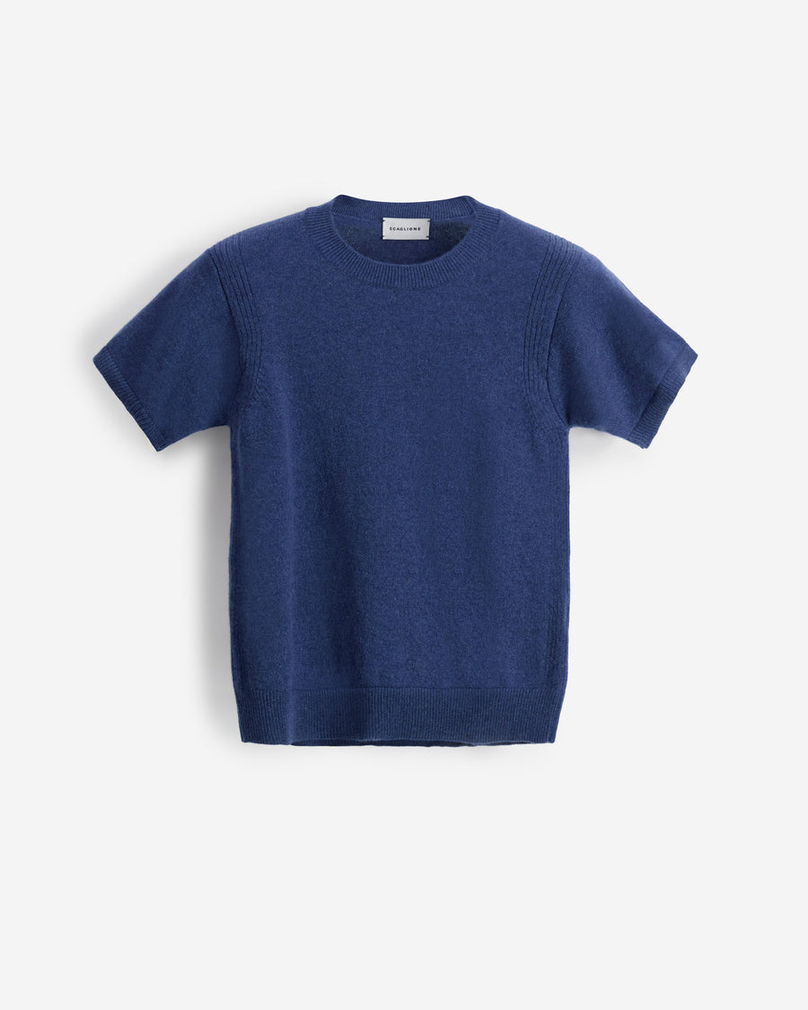 Scaglione T-SHIRT RIBBED SIDES DENIM Novità