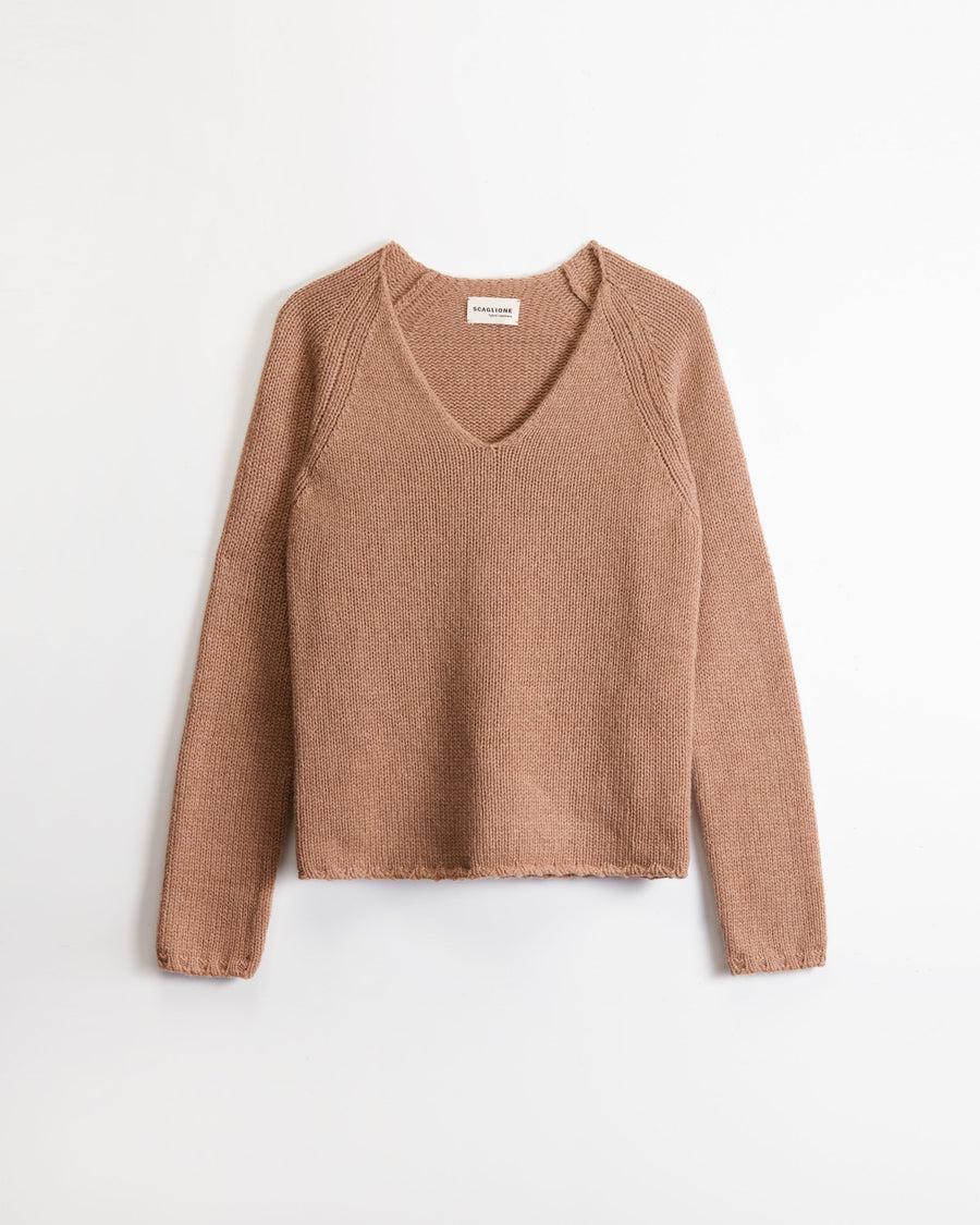 Scaglione V NECK SUPER SOFT CARAMEL Presa