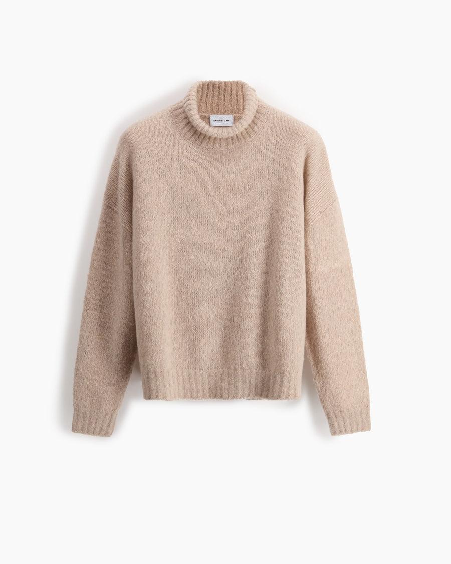 Scaglione TURTLE NECK OVER PUFFED CASHMERE BEIGE Offerta