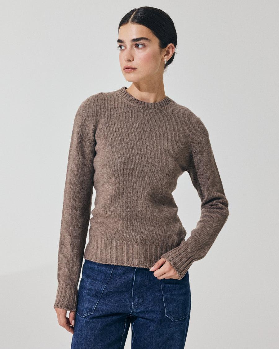 Scaglione ROUND NECK SOFT HYBRID CASHMERE TAUPE Outlet
