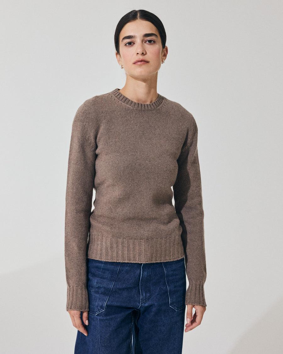 Scaglione ROUND NECK SOFT HYBRID CASHMERE TAUPE Outlet