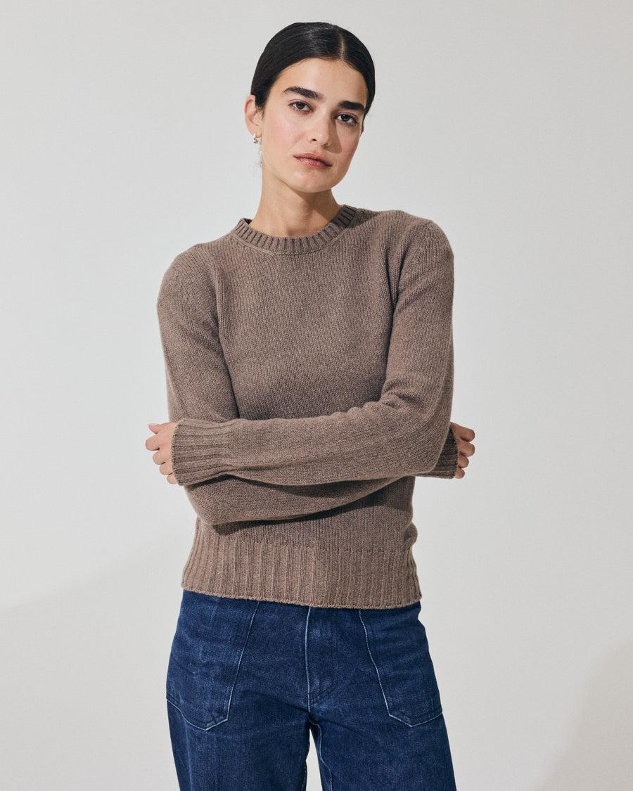 Scaglione ROUND NECK SOFT HYBRID CASHMERE TAUPE Outlet