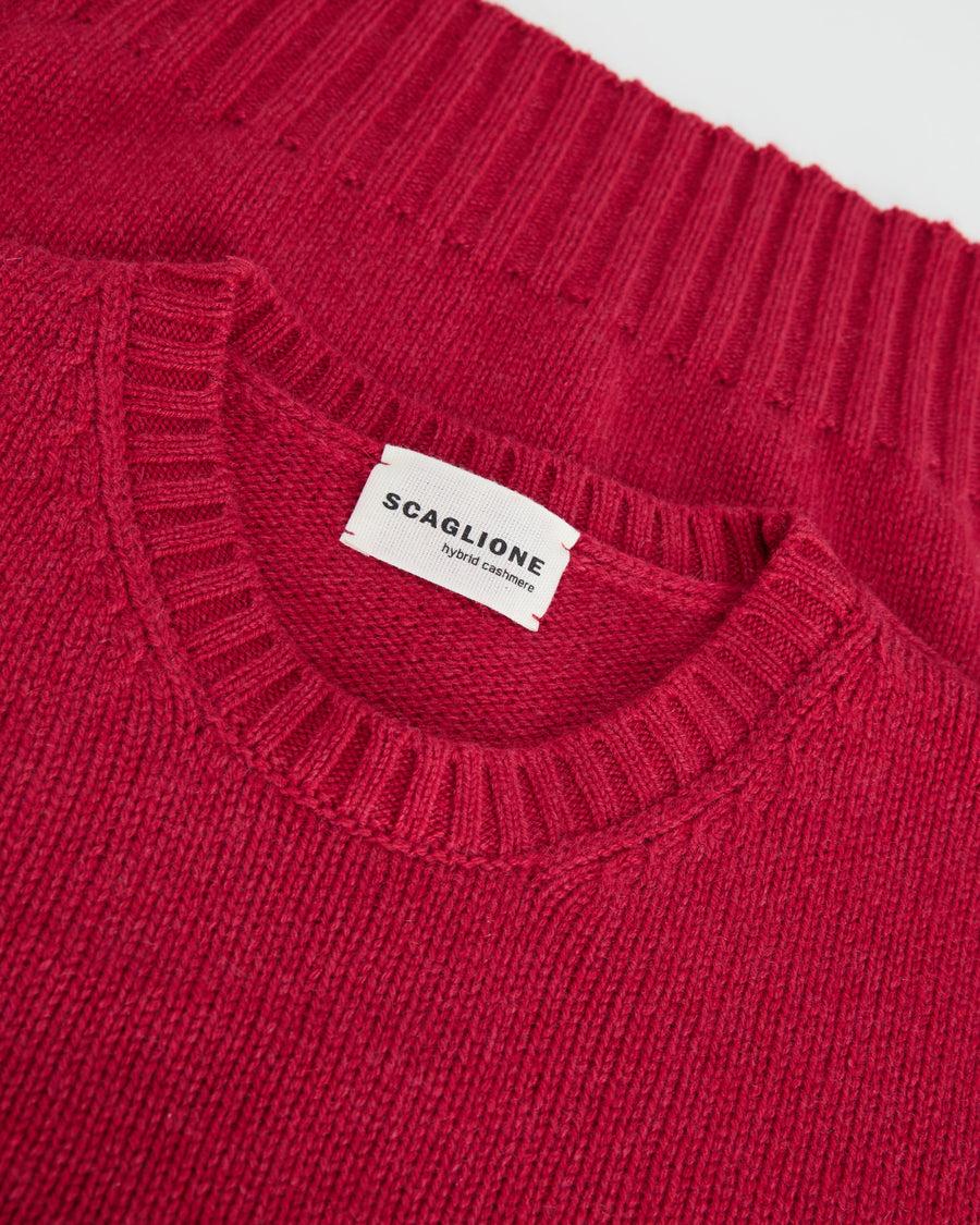 Scaglione ROUND NECK SOFT HYBRID CASHMERE MAGENTA In Vendita