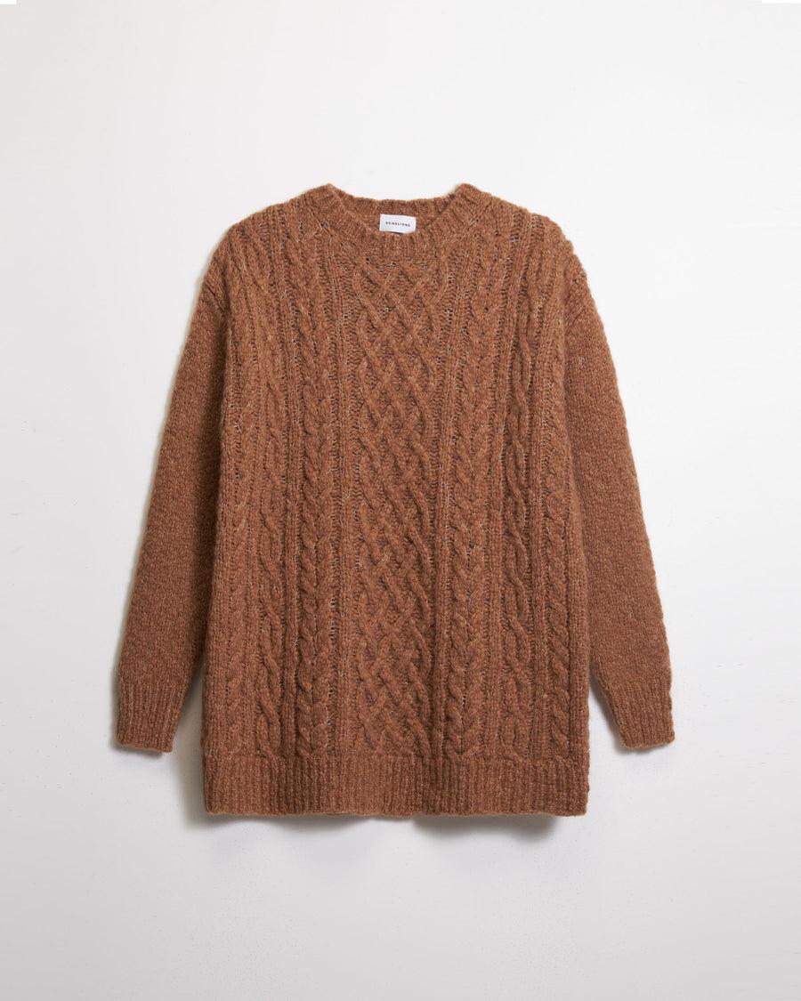 Scaglione ROUND NECKCOLLO OVER PUNTO ARAN CARAMEL Saldi Di Fabbrica