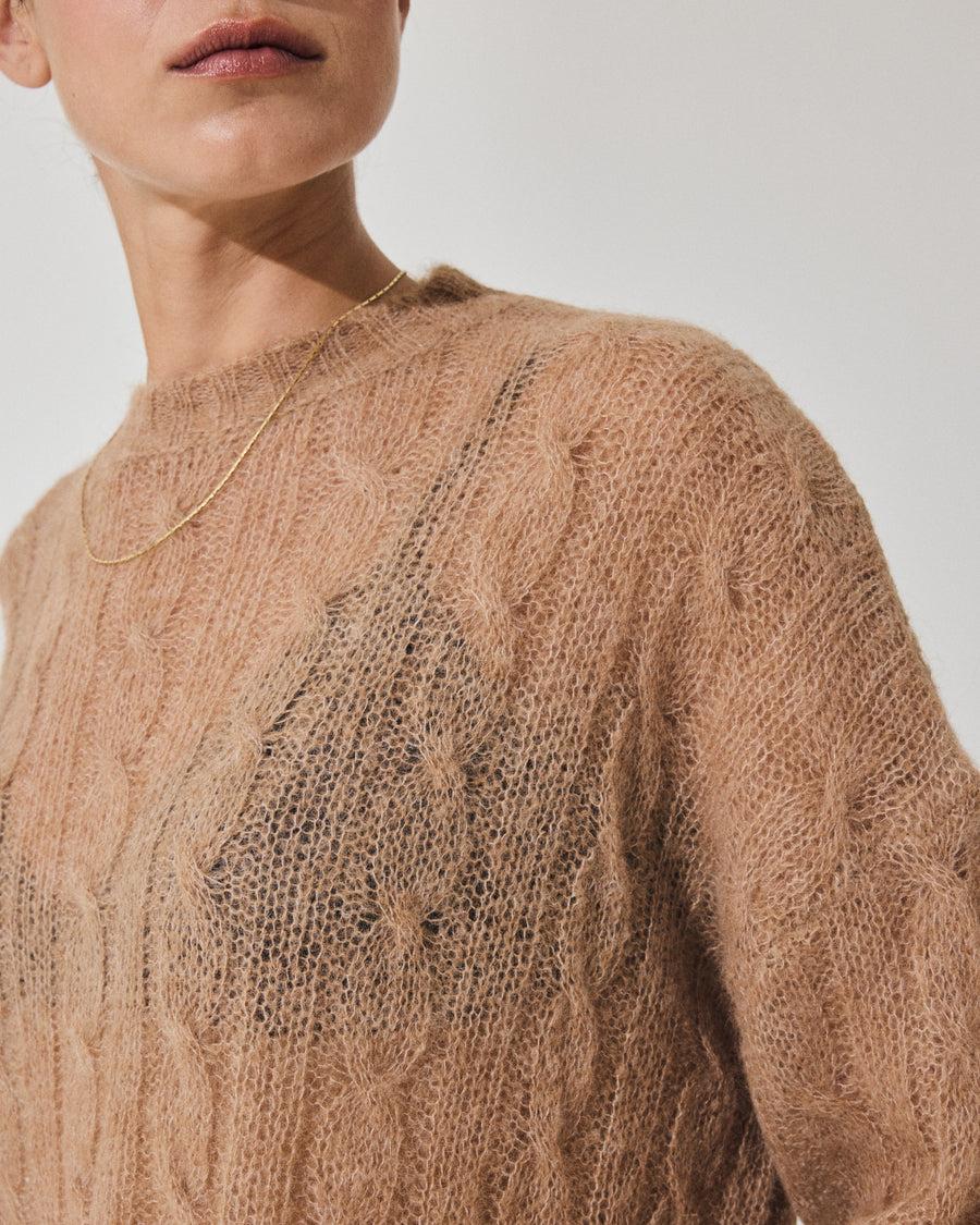 Scaglione ROUND NECK BOXY CABLES ULTRALIGHT CARAMEL 2025