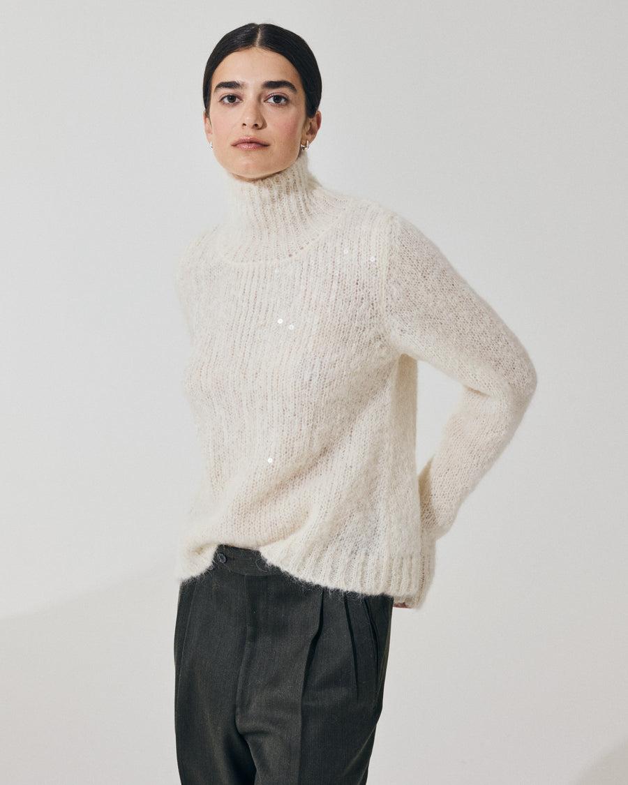 Scaglione T.NECK TRAPEZIO PAILLETTES MILK Qualità