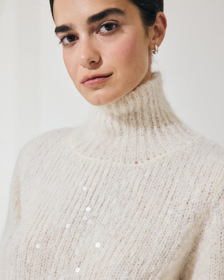 Scaglione T.NECK TRAPEZIO PAILLETTES MILK Qualità