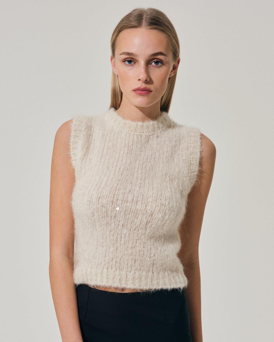 Scaglione GILET ROUND N. PAILLETTES MILK Vendita