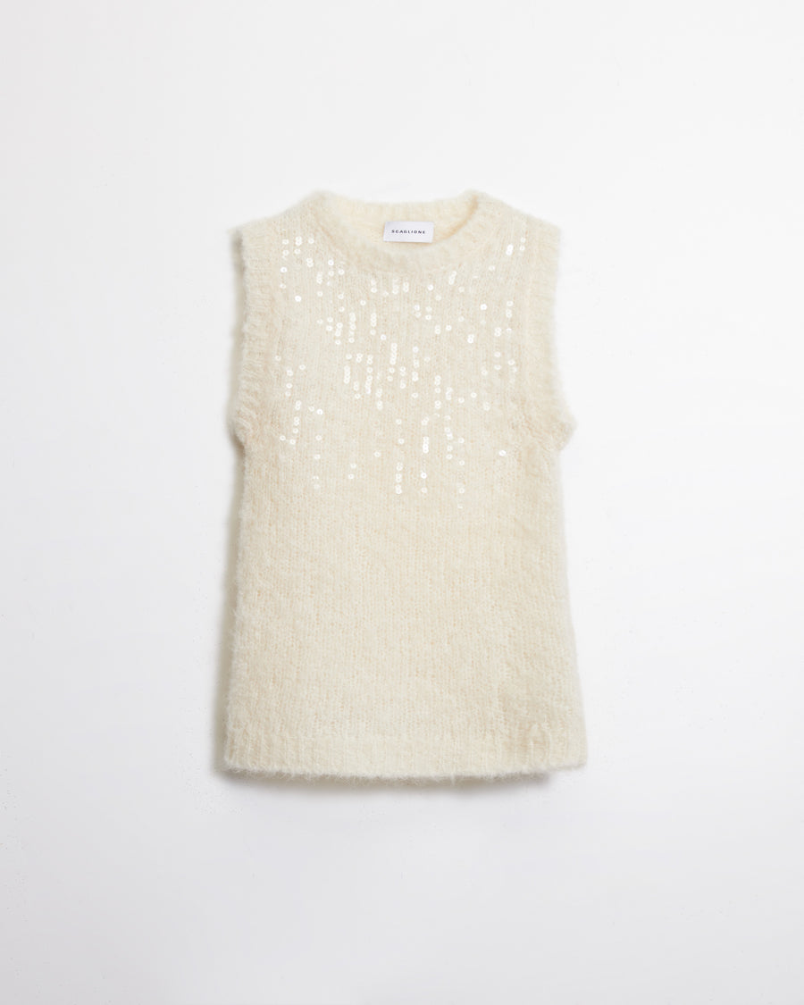 Scaglione GILET ROUND N. PAILLETTES MILK Vendita