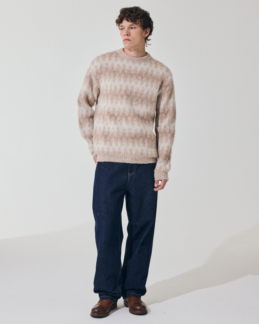Scaglione ROUND NECK JQD WAVES BRUSHED BEIGE Soddisfazione Garantita