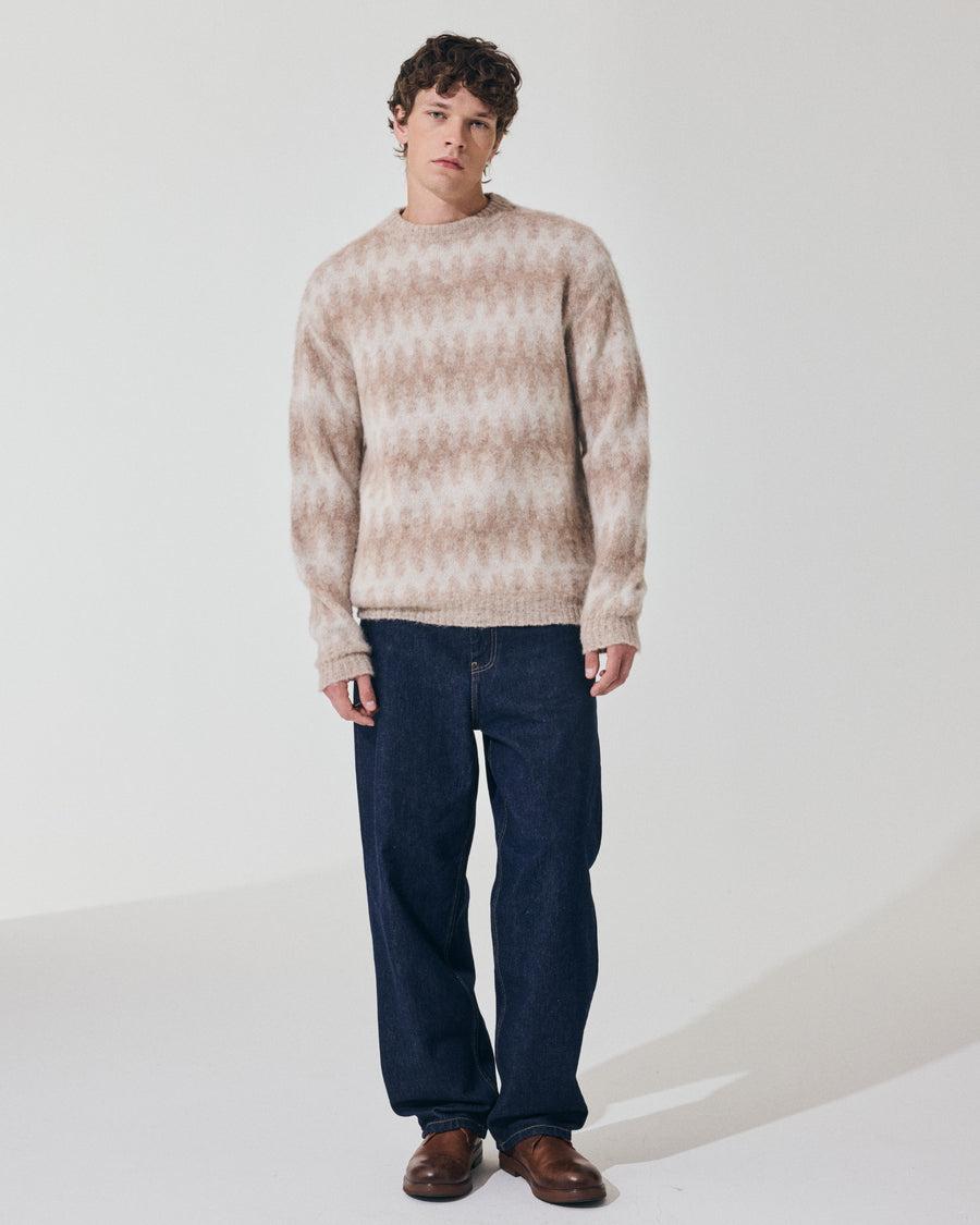 Scaglione ROUND NECK JQD WAVES BRUSHED BEIGE Soddisfazione Garantita