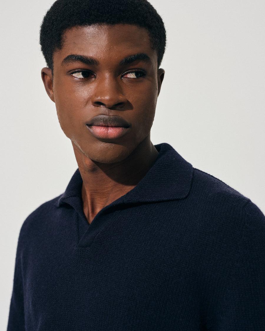 Scaglione OPEN POLO HYBRD CASHMERE NAVY Negozi Online
