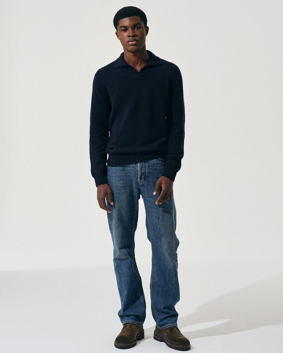 Scaglione OPEN POLO HYBRD CASHMERE NAVY Negozi Online