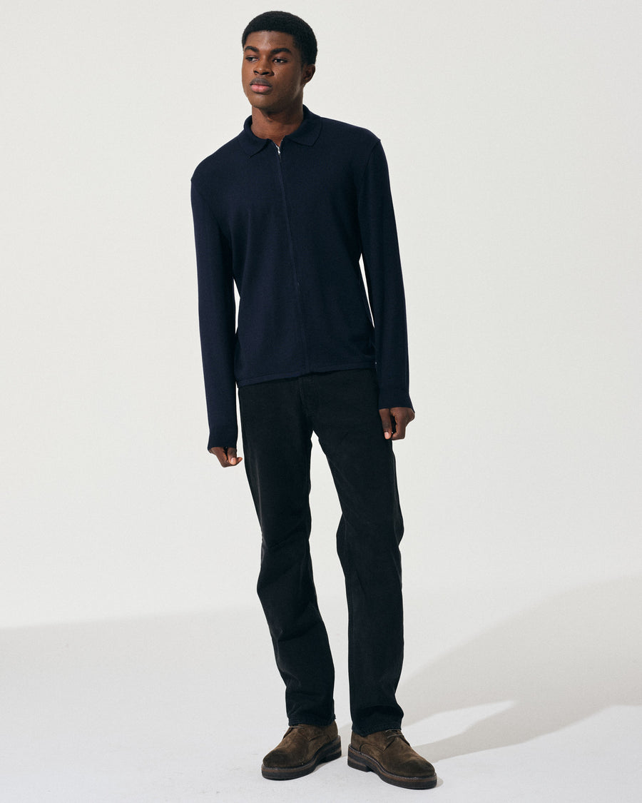 Scaglione ZIPPER COLLO A POLOCOMPACT MERINO NAVY Shopping Online