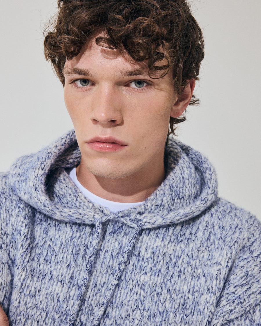 Scaglione HOODIE OVER MOULINE' NAVY In Vendita