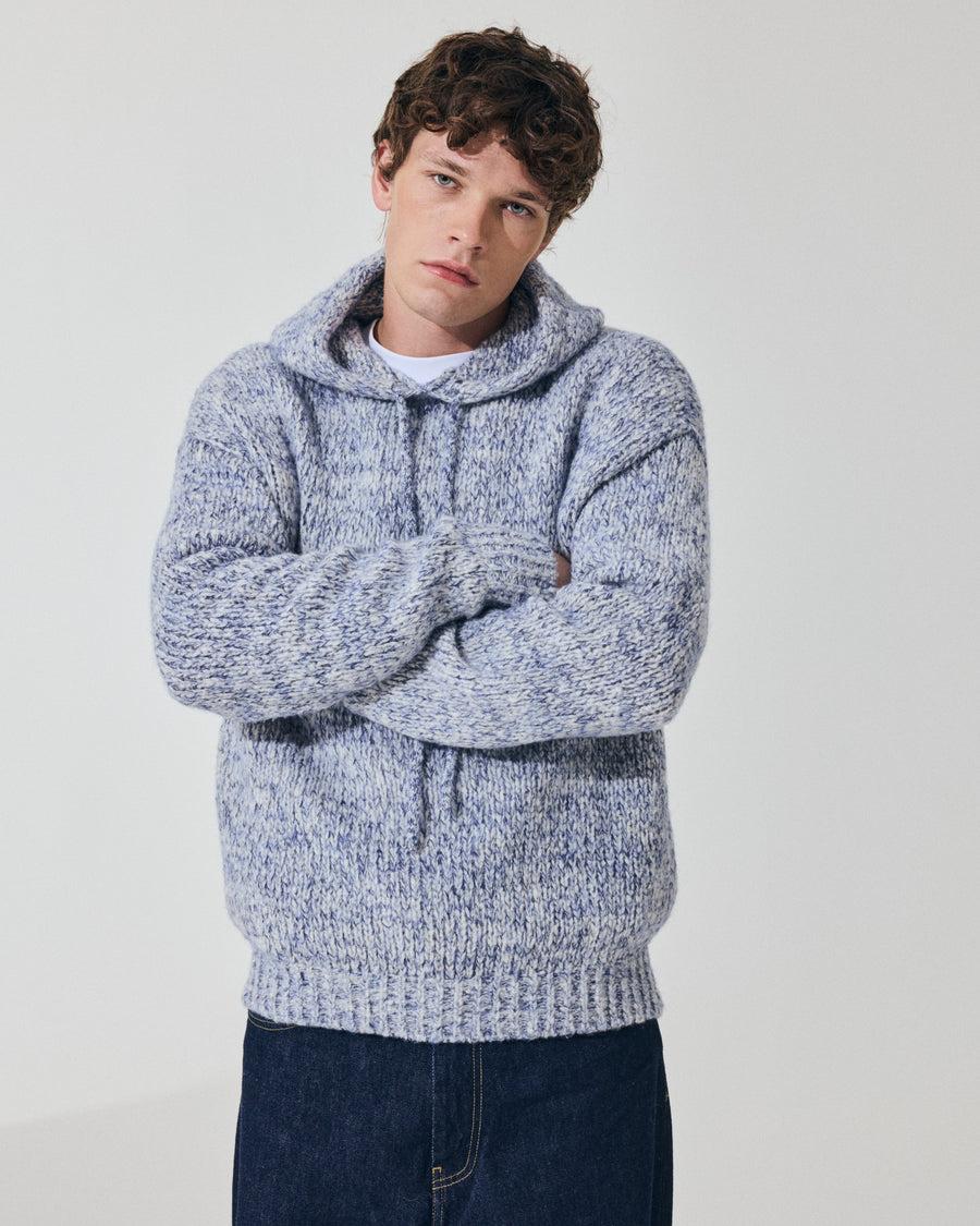 Scaglione HOODIE OVER MOULINE' NAVY In Vendita