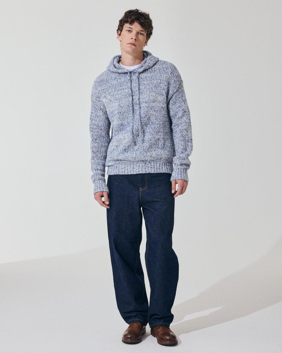 Scaglione HOODIE OVER MOULINE' NAVY In Vendita