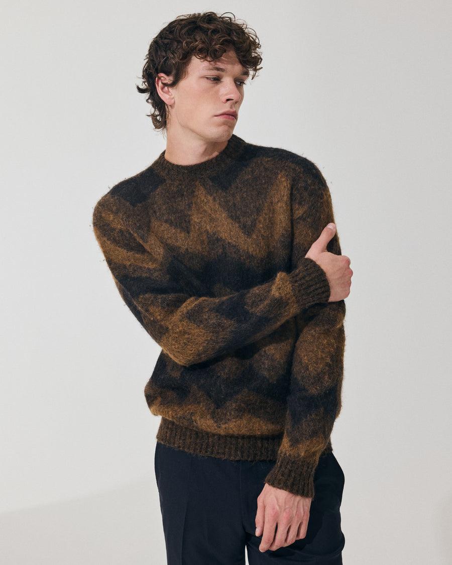 Scaglione ROUND NECK JQD ZIGZAG BRUSHED RUST Vendita Calda