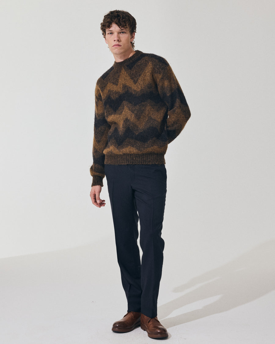 Scaglione ROUND NECK JQD ZIGZAG BRUSHED RUST Vendita Calda