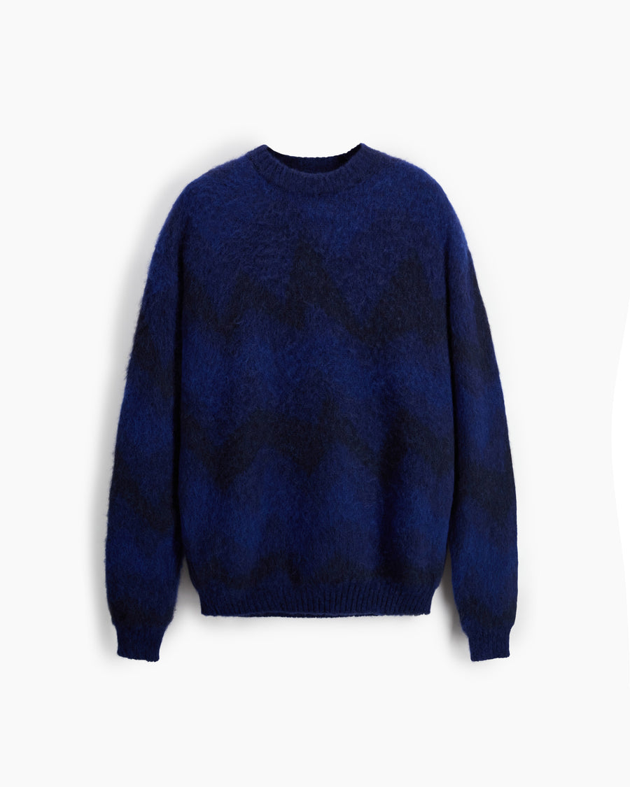 Scaglione ROUND NECK JQD ZIGZAG BRUSHED ROYAL Vendita Economica