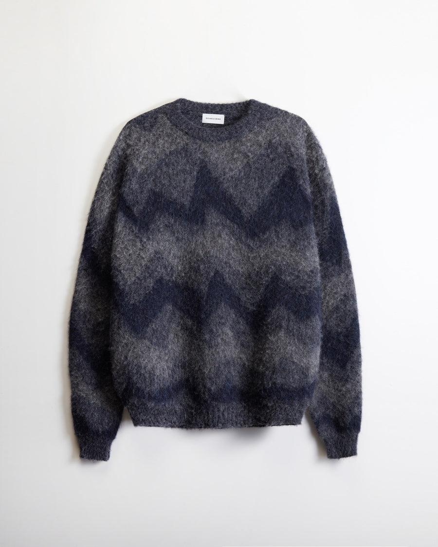 Scaglione ROUND NECK JQD ZIGZAG BRUSHED GREY Saldi Di Fabbrica