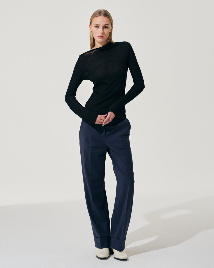 Scaglione PANTS PIEGA CENTALE MERINO NAVY Affare Del Giorno