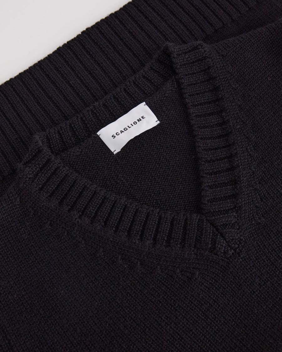 Scaglione V.NECK MERINO SOFT BLACK In Saldo