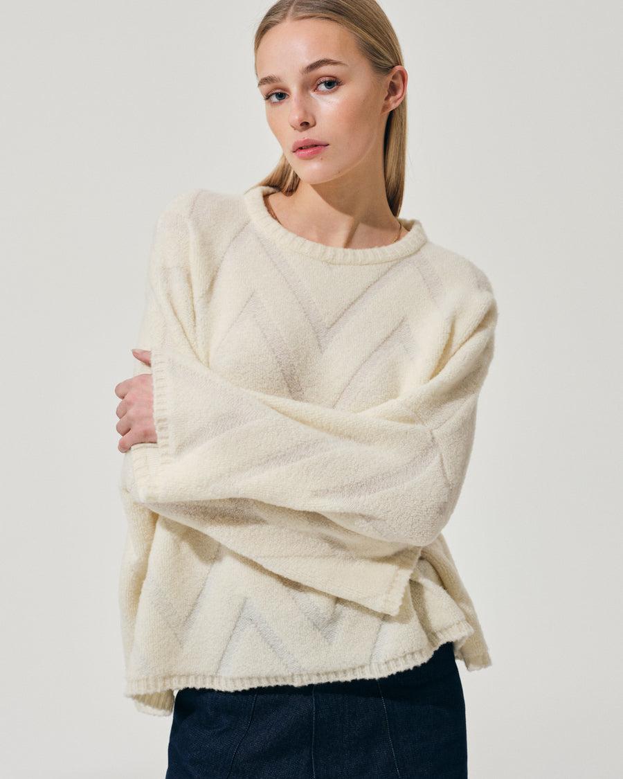 Scaglione ROUND NECK OVER ZIGZAG SPONGY MILK In Linea