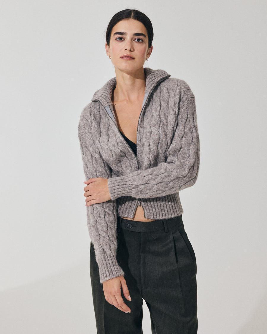Scaglione BOMBER CORTO ZIP CABLES LTGREY Vendita