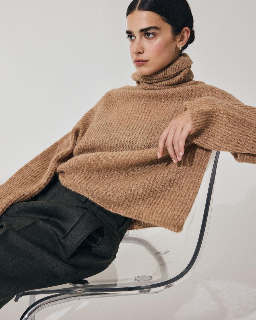 Scaglione TURTLE NECK RAGLAN GLITTER CARAMEL Promozione Limitata