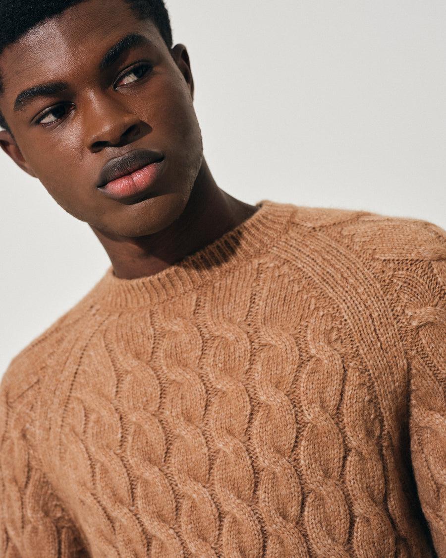 Scaglione ROUND NECK RAGLAN CABLES CARAMEL In Linea