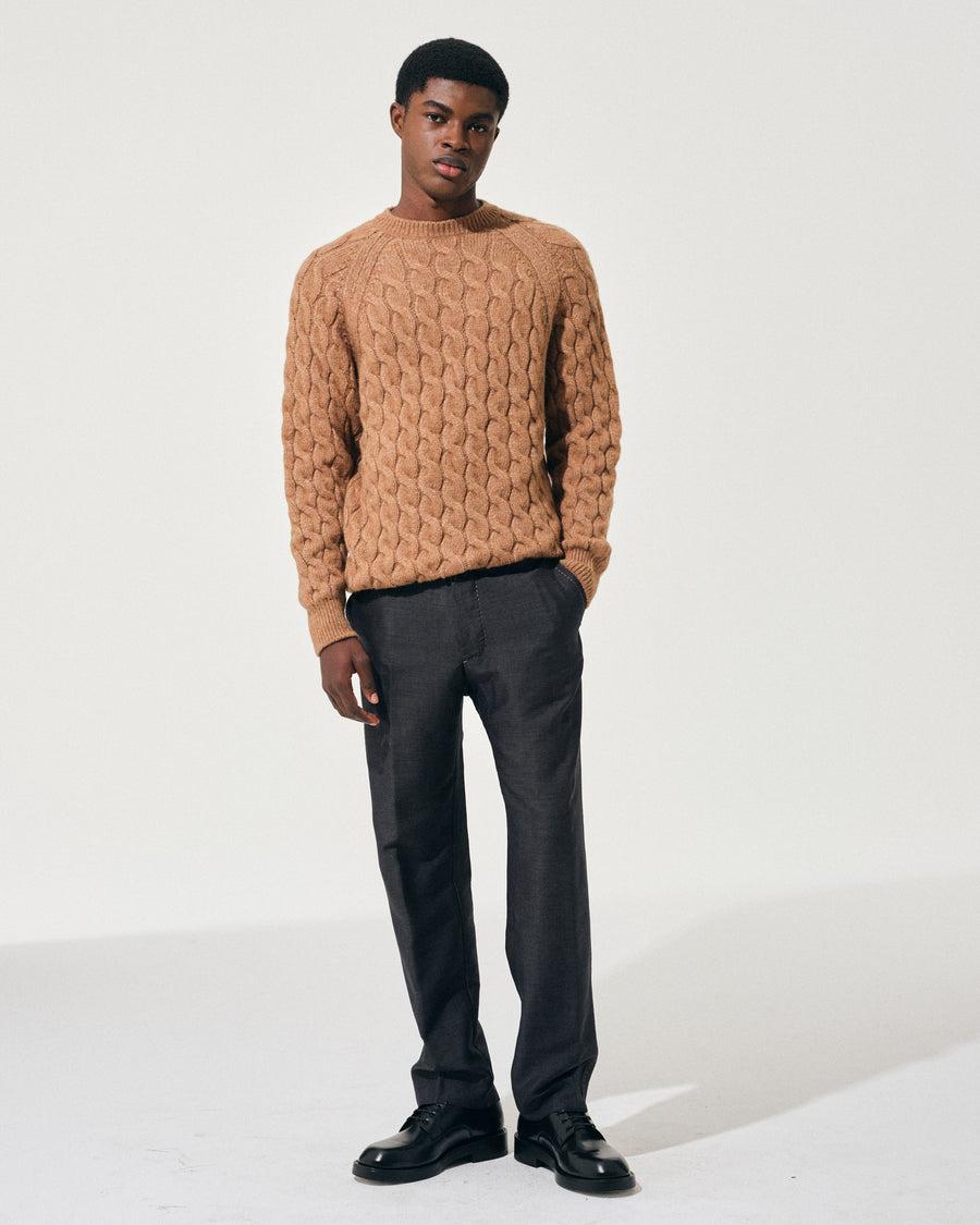 Scaglione ROUND NECK RAGLAN CABLES CARAMEL In Linea