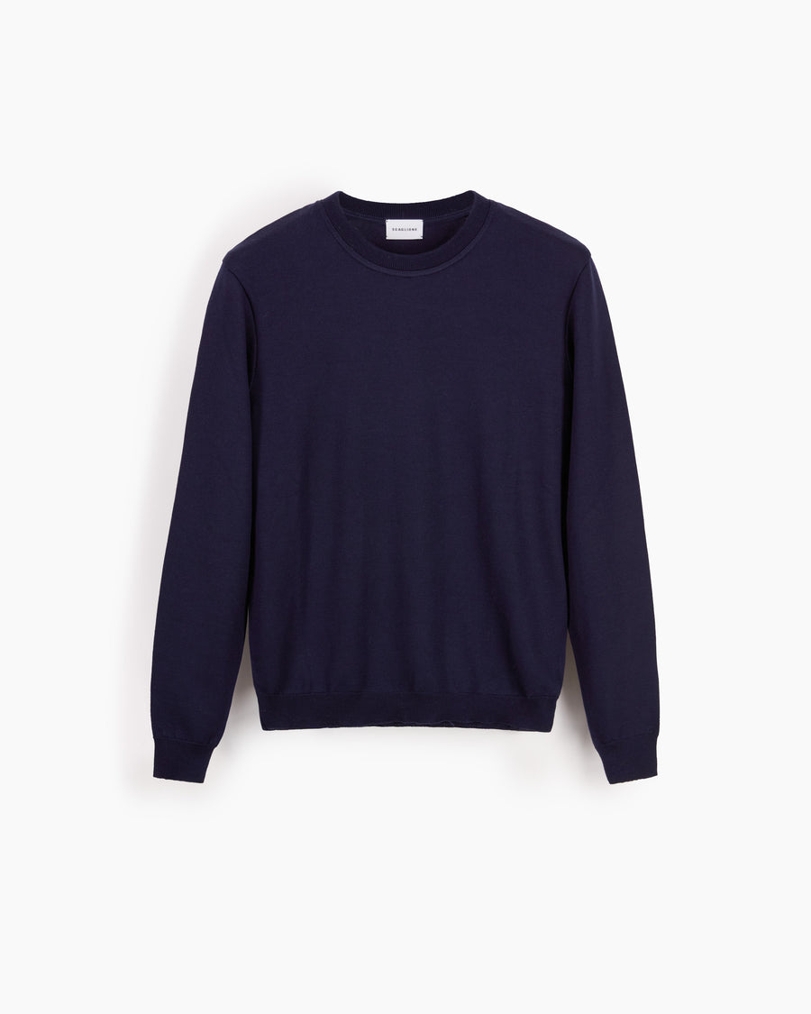 Scaglione ROUND NECK COMPACT MERINO NAVY Qualità Garantita