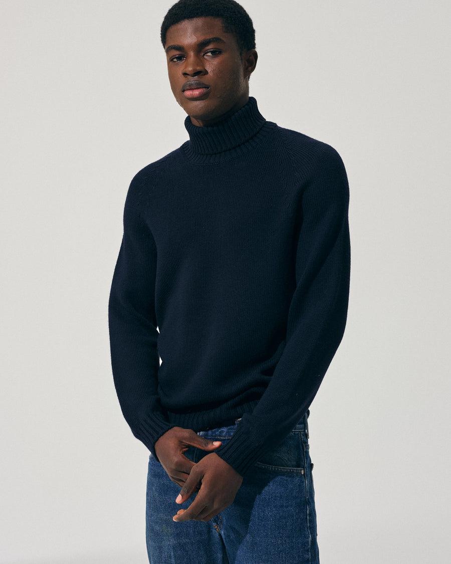 Scaglione TURTLE NECK RAGLAN SOFT MERINO NAVY Acquista Ora