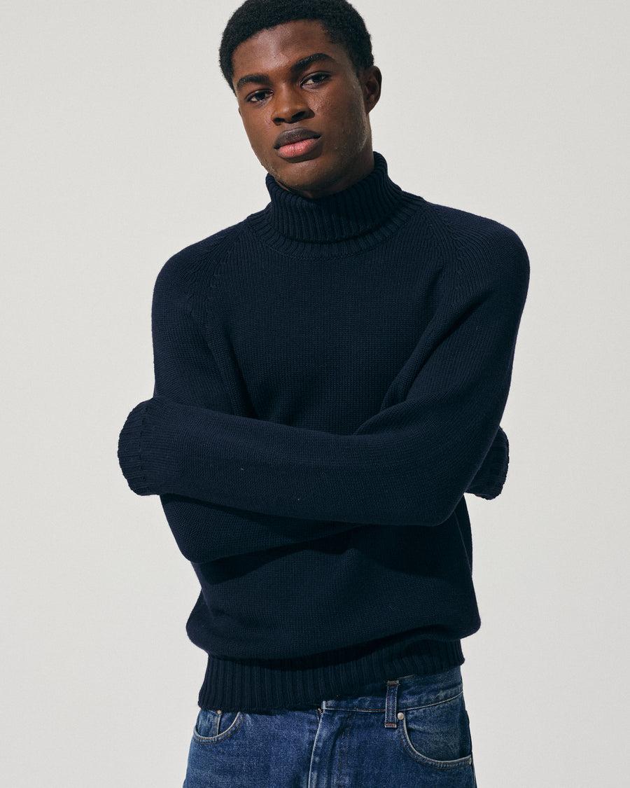 Scaglione TURTLE NECK RAGLAN SOFT MERINO NAVY Acquista Ora