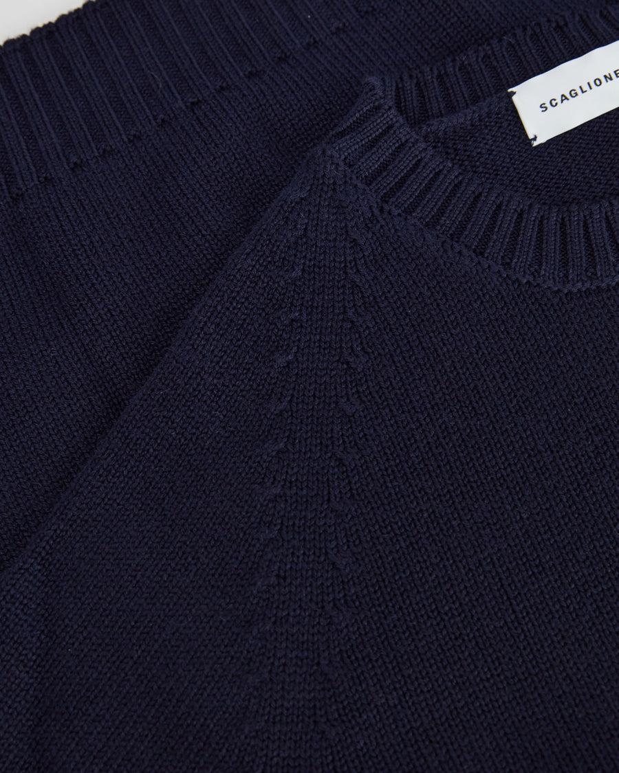 Scaglione ROUND NECK RAGLAN SOFT MERINO NAVY Prezzo Ridotto