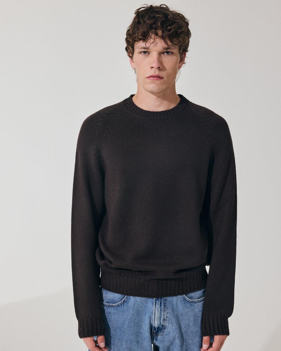 Scaglione ROUND NECK RAGLAN SOFT MERINO EBANO Sottocosto