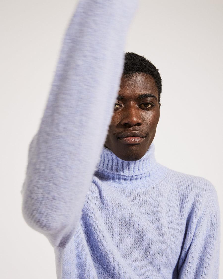 Scaglione TURTLE NECK SEAMLESS PUFFED CASHMERE CELESTE Online